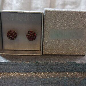 JLR-76 NEW JENNIFER LOPEZ RED RHINESTONE BALL STUD EARRINGS